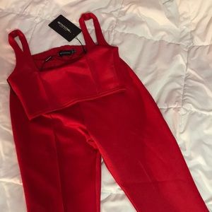 PRETTY LITTLE THING: Red Two Piece Set